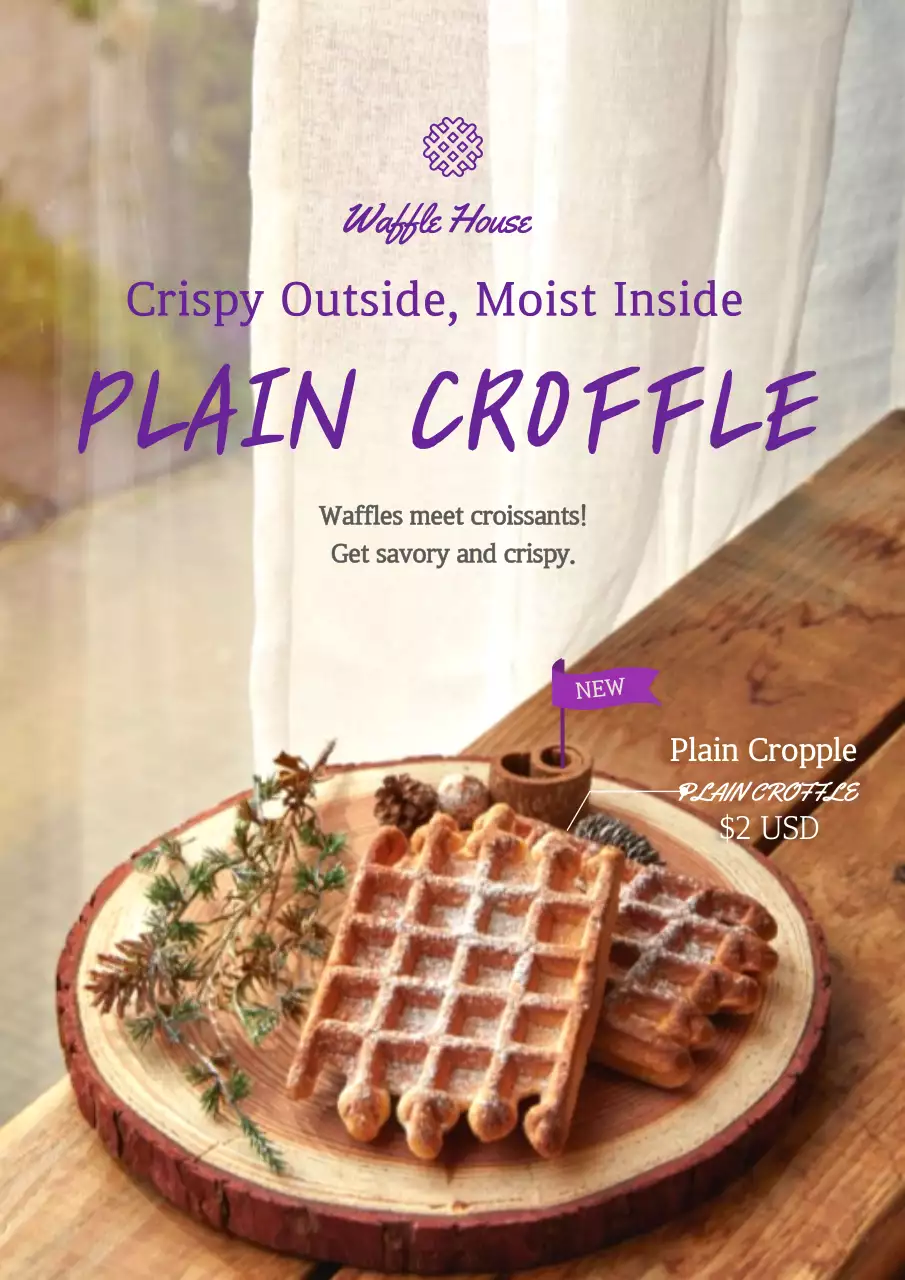 Beige Rustic Croffle Promotion Poster