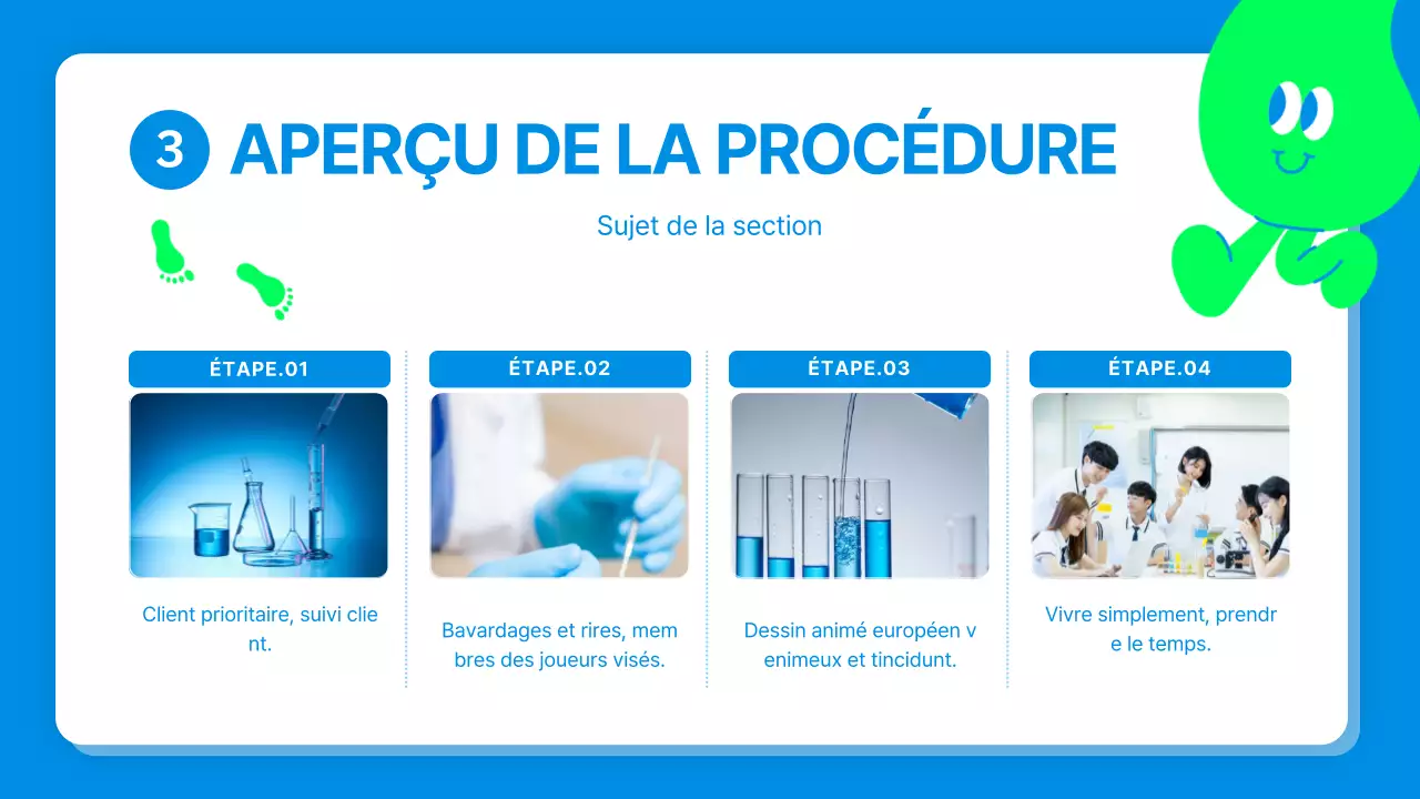 Rapport d'expérience scientifique d'un mignon personnage en bleu et vert lime