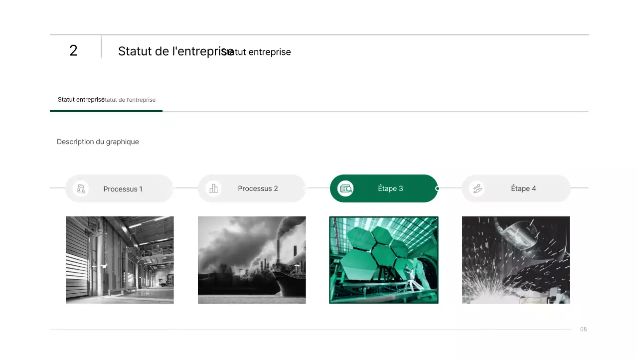 Présentation infographique d'entreprise simple avec des dégradés de bleu et de vert