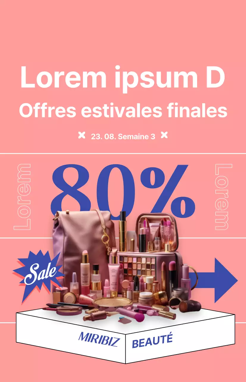 Drapeau de promotion des cosmétiques sur fond rose