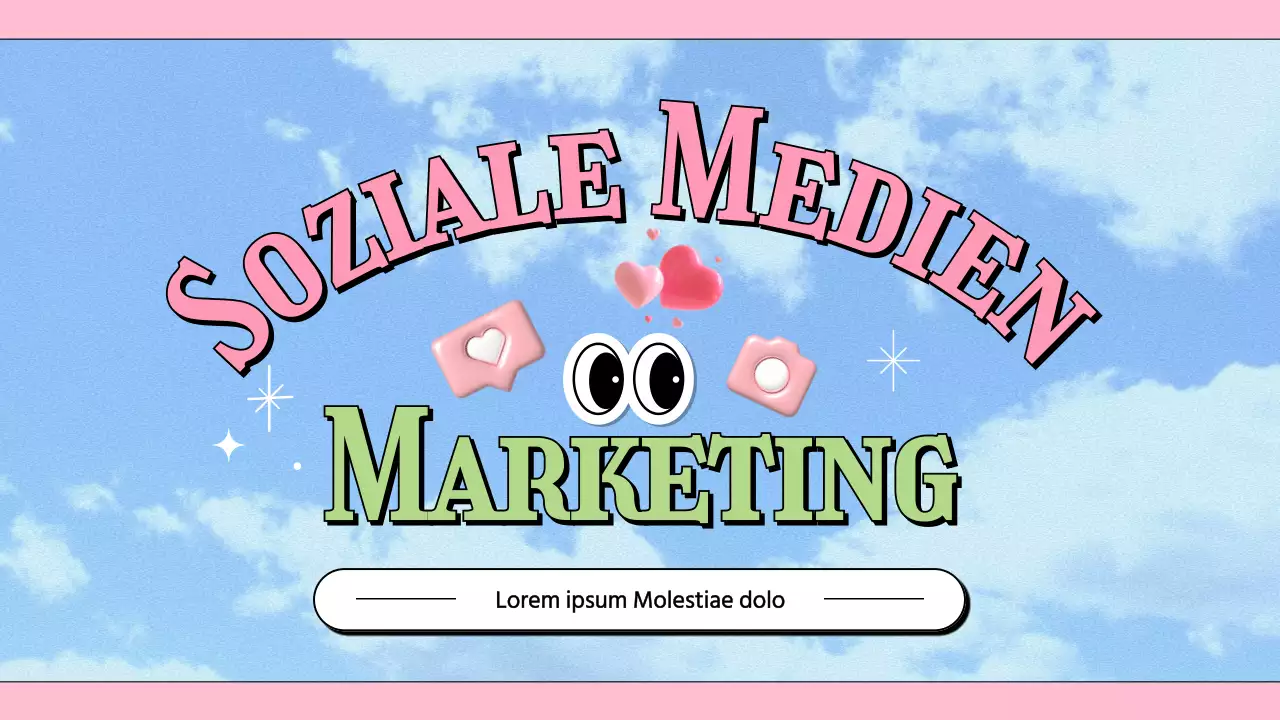 Kitschige Social-Media-Marketing-Branchentrends mit hellblauem Hintergrund