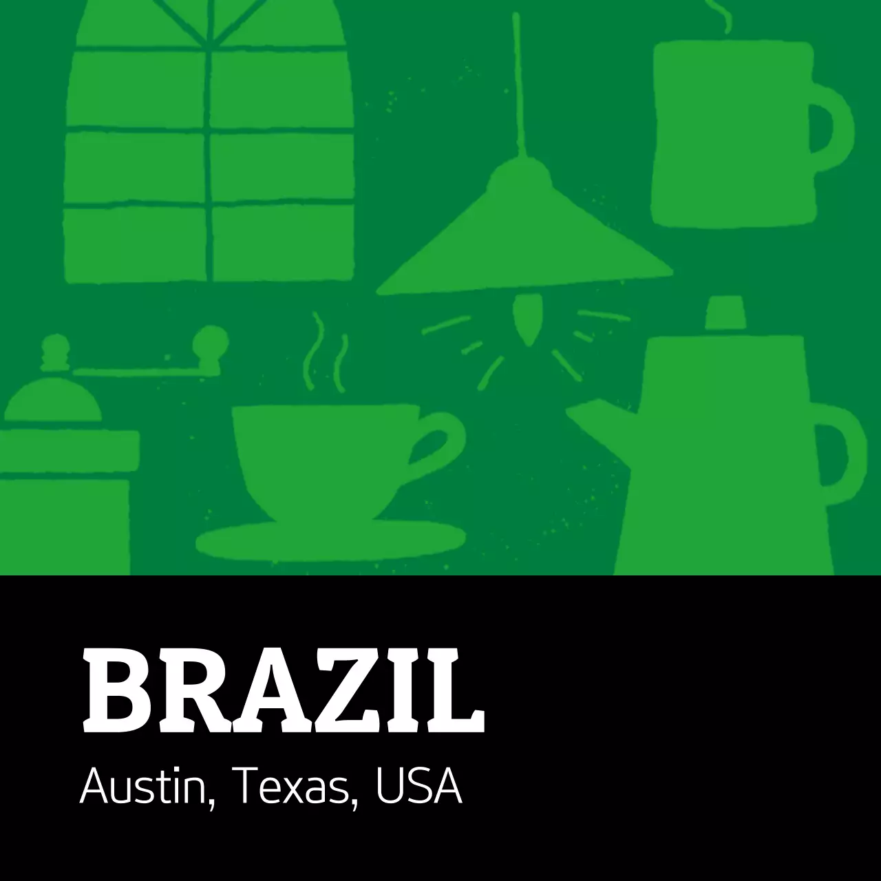 Nhãn hạt cà phê minh họa cổ điển đầy màu sắc Brazil (hình vuông)