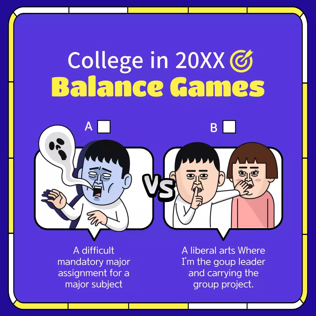 Blue Comic College Meme Social Media Post