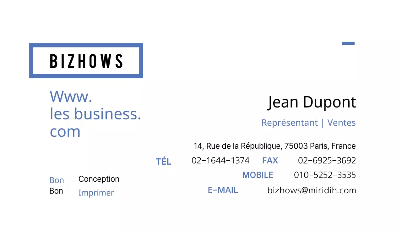 Cartes de visite d'entreprise