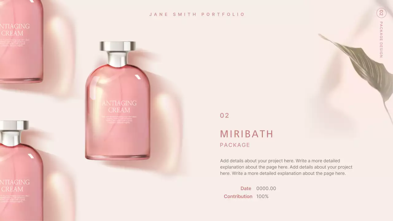 Modern designer portfolio in beige and light blue