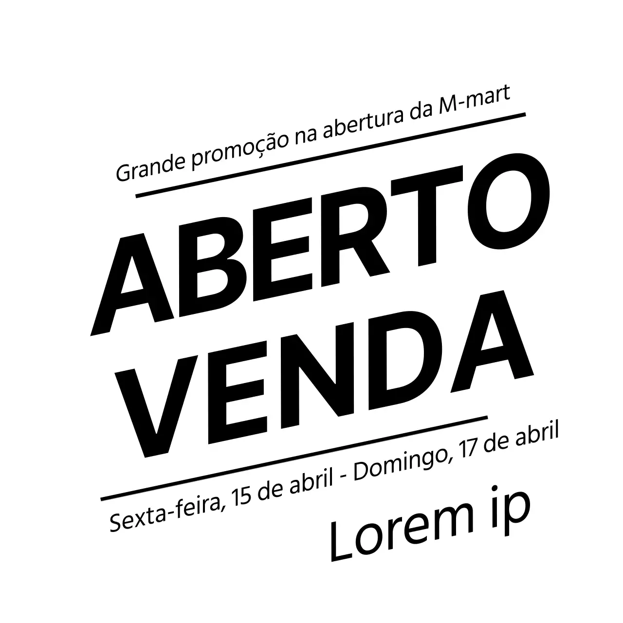 Promova a venda de abertura da sua loja com destaques de texto a preto