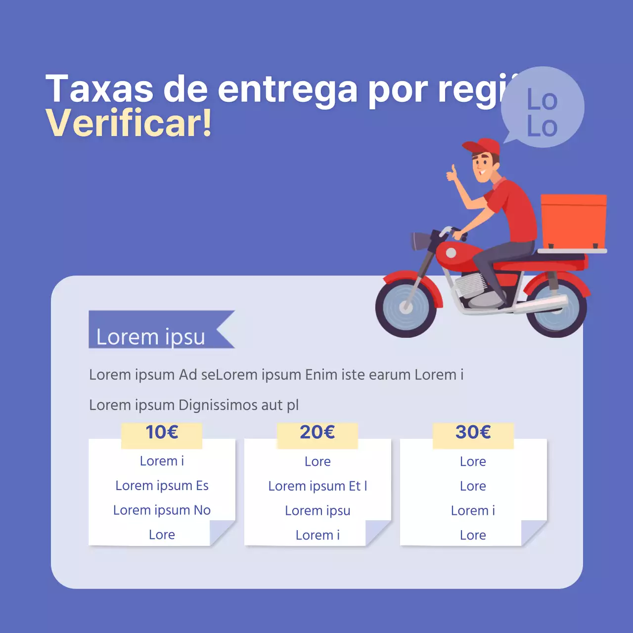 Sobre os custos de entrega