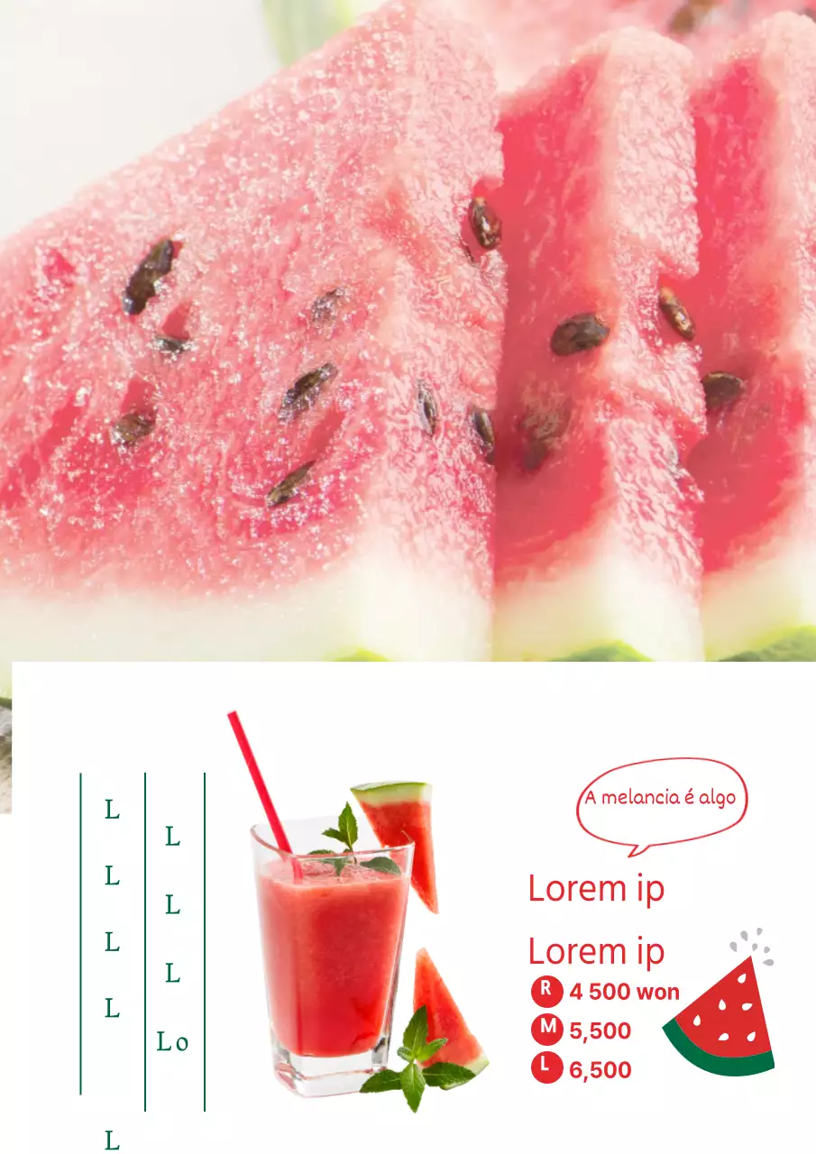 Um conceito simples e giro em branco e vermelho para promover o novo menu exclusivo de verão do café