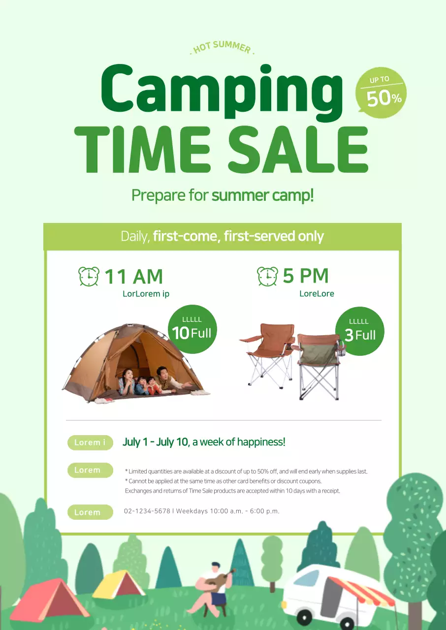 Lime green camping sale poster