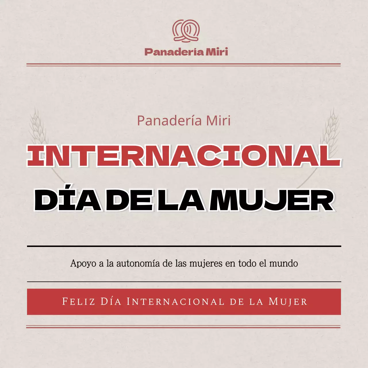 Concepto de periódico en beige y rojoTarjeta del Día Internacional de la MujerNoticias