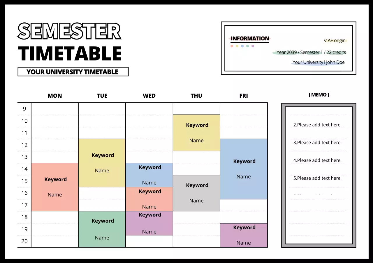 Black Minimal Schedule Planner Poster