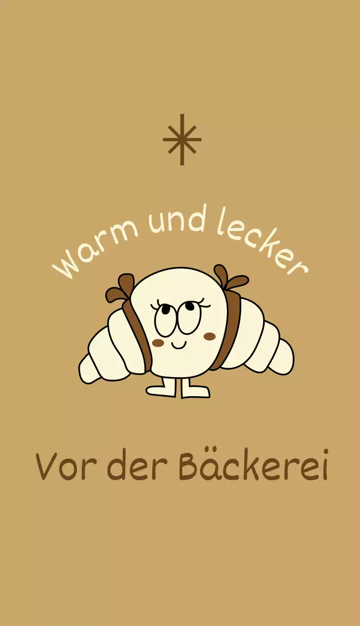Werbung für Bäckereien und Cafés mit niedlichen hellgelben und braunen Brotfiguren