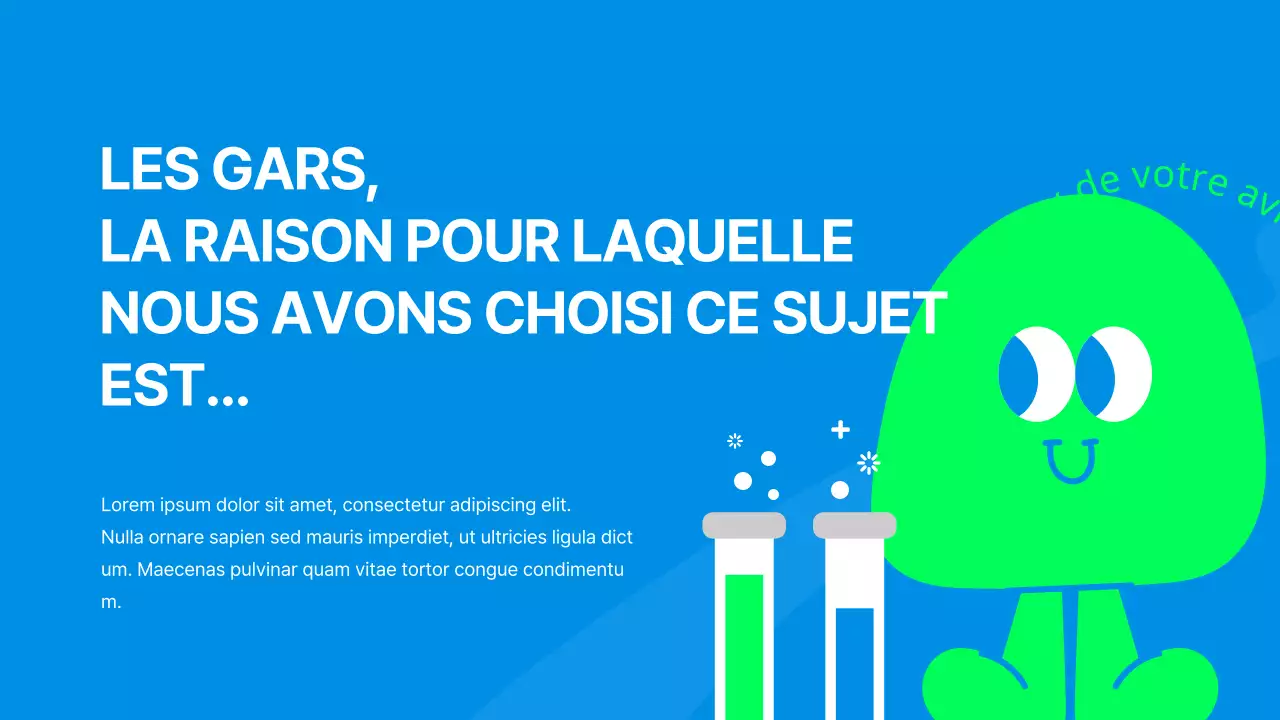 Rapport d'expérience scientifique d'un mignon personnage en bleu et vert lime