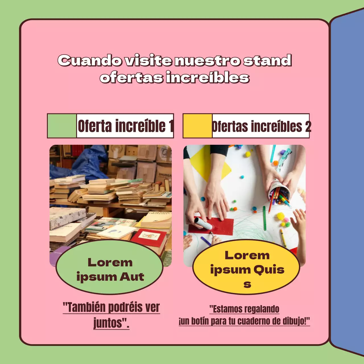 Guía de ferias del libro en amarillo y rosa