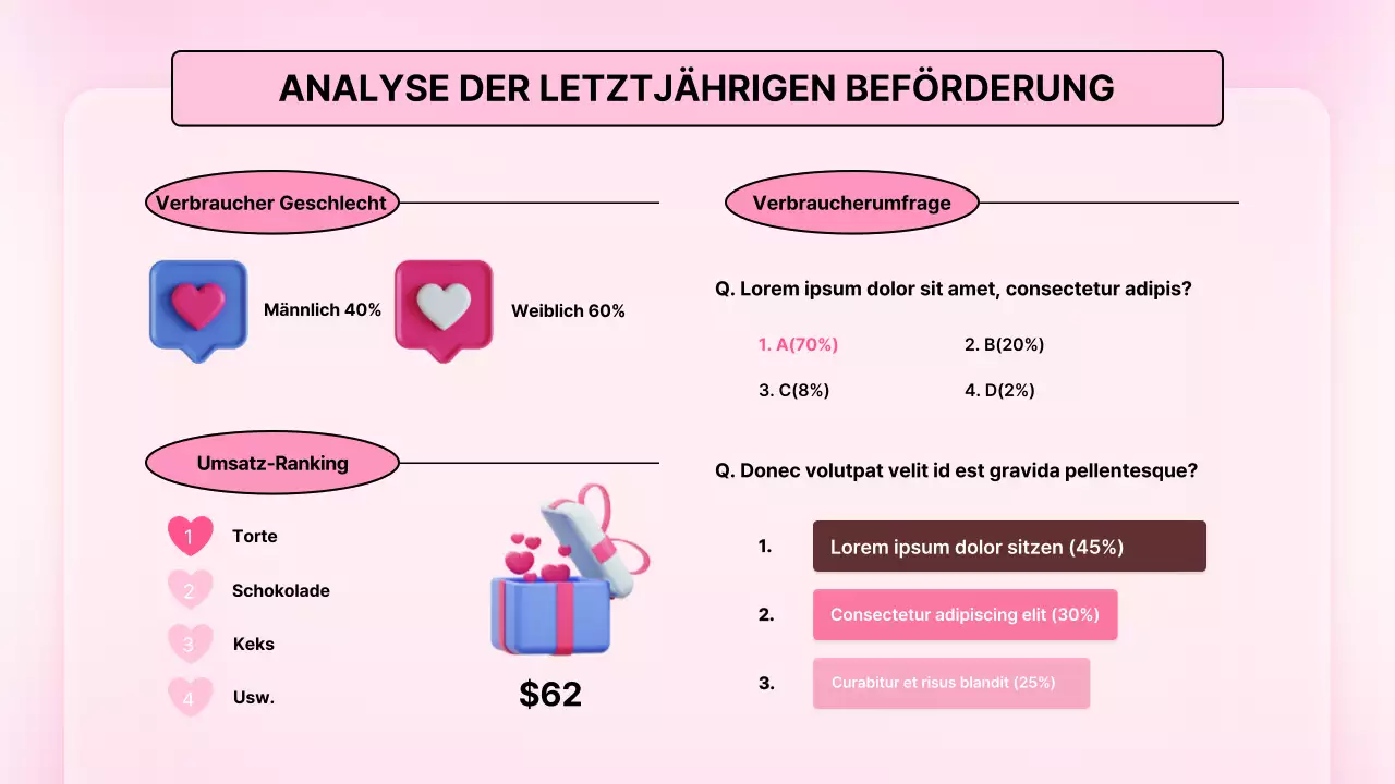 Rosa 3D-Illustration niedlichen Valentinstag Plan