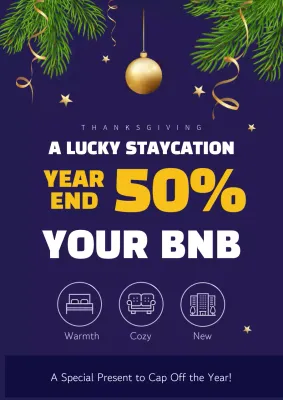 Navy Modern Staycation Promotion Poster