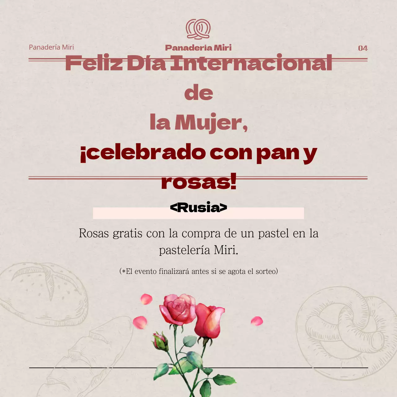 Concepto de periódico en beige y rojoTarjeta del Día Internacional de la MujerNoticias