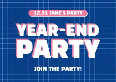 Blue Trendy Party Invitation Poster