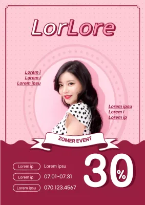 Roze, retro schoonheidssalon flyer voor een aankomend evenement