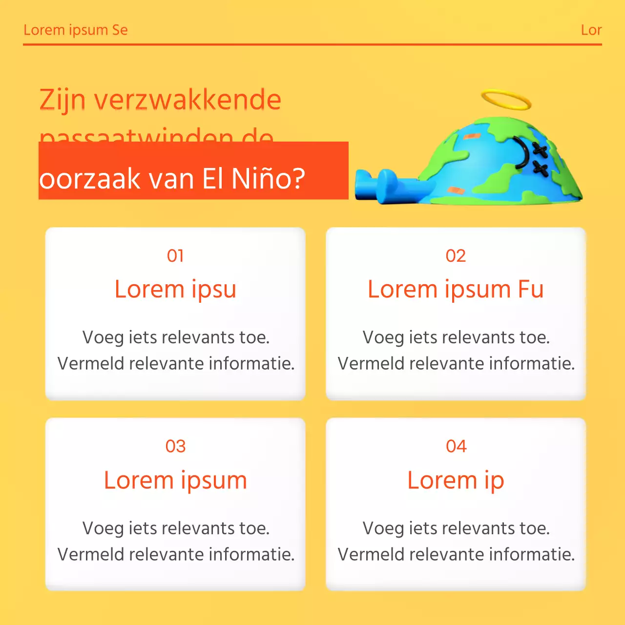 Verhaal over klimaatverandering met oranje en gele gradiëntachtergrond en 3D-illustraties