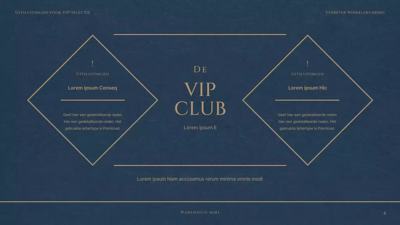 Een luxueuze VIP-club van een warenhuis in rood en marineblauw