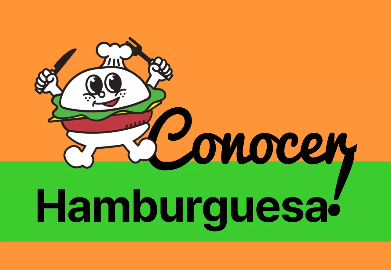 Cartelería exclusiva en la tienda con texto multicolor Meal Burger y simpáticos personajes de hamburguesas.