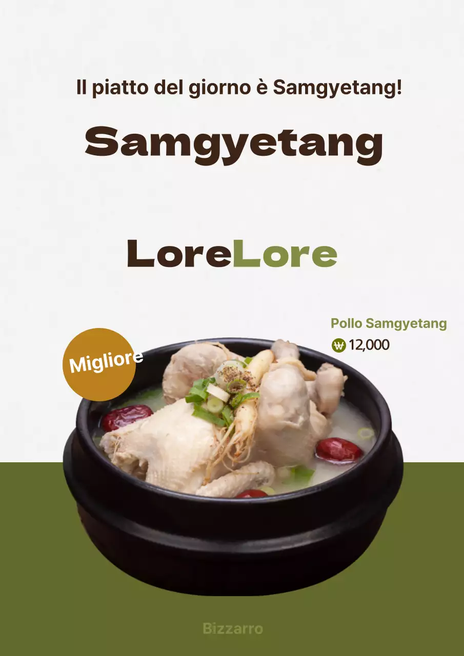 Presentazione del menu ramen color oliva