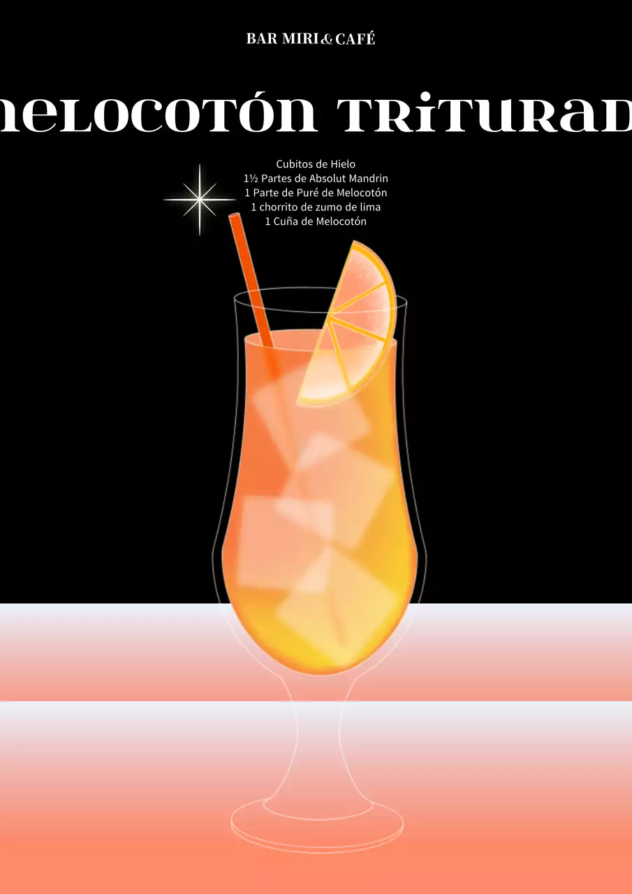 Cartel de cóctel naranja y rosa