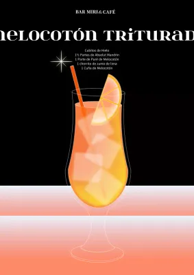 Cartel de cóctel naranja y rosa