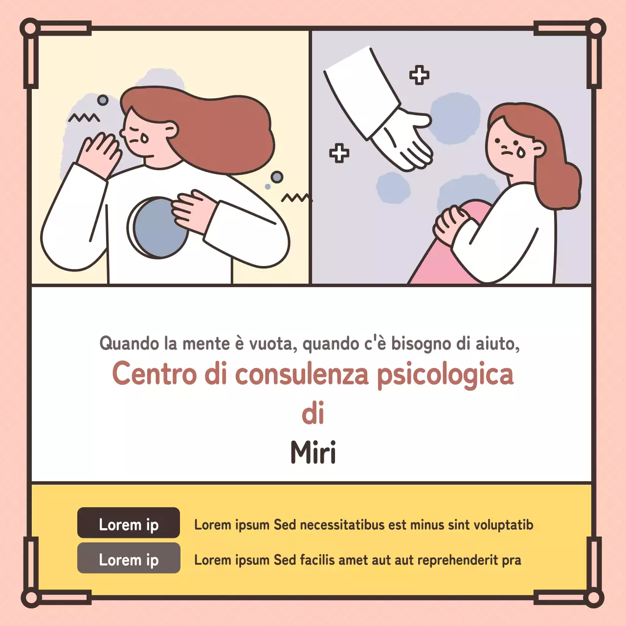 Illustrazione rosa pastello per la promozione di un centro di consulenza psicologica
