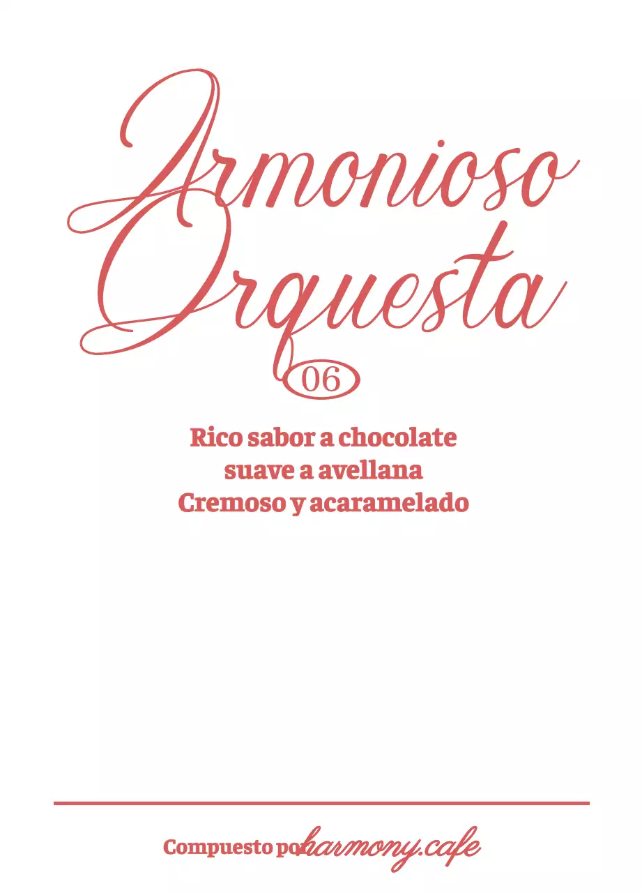 Café por goteo con detalles en cursiva roja y blanca