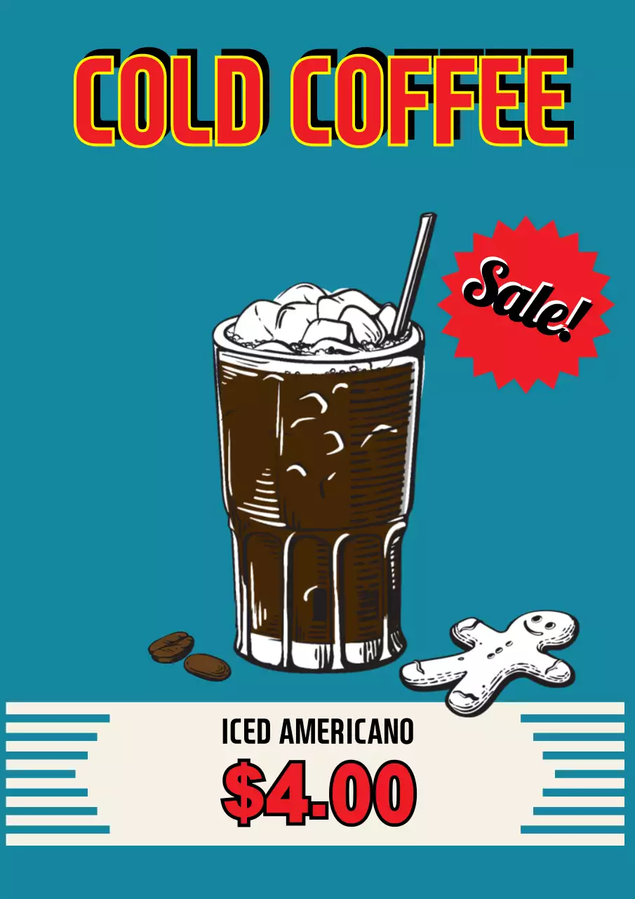 Blue Retro Coffee Promotion Poster