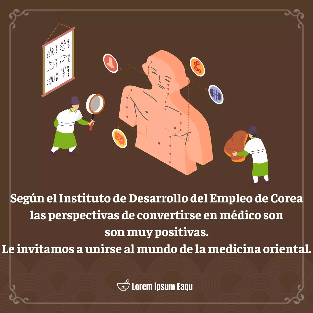 Introducción a la Medicina China Concepto de ilustración en tonos marrones