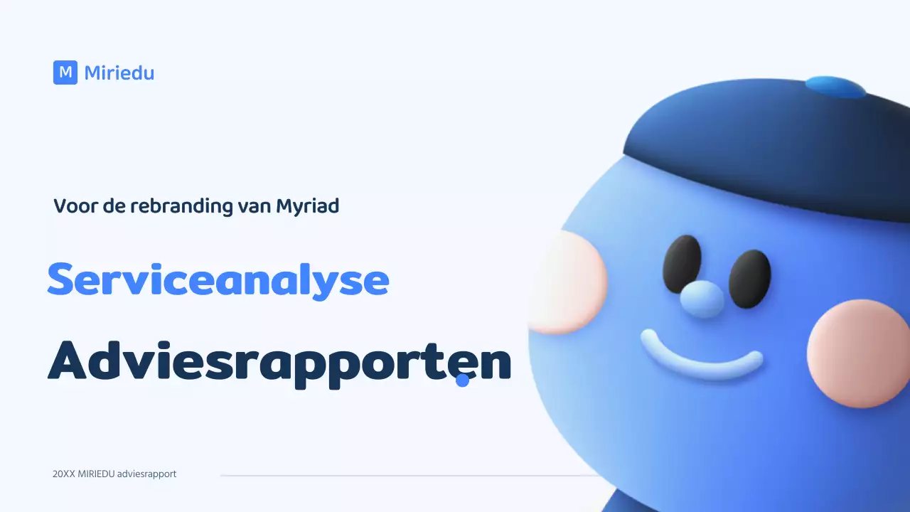 Een blauw driedimensionaal karakter met een strak concept voor een adviesrapport.