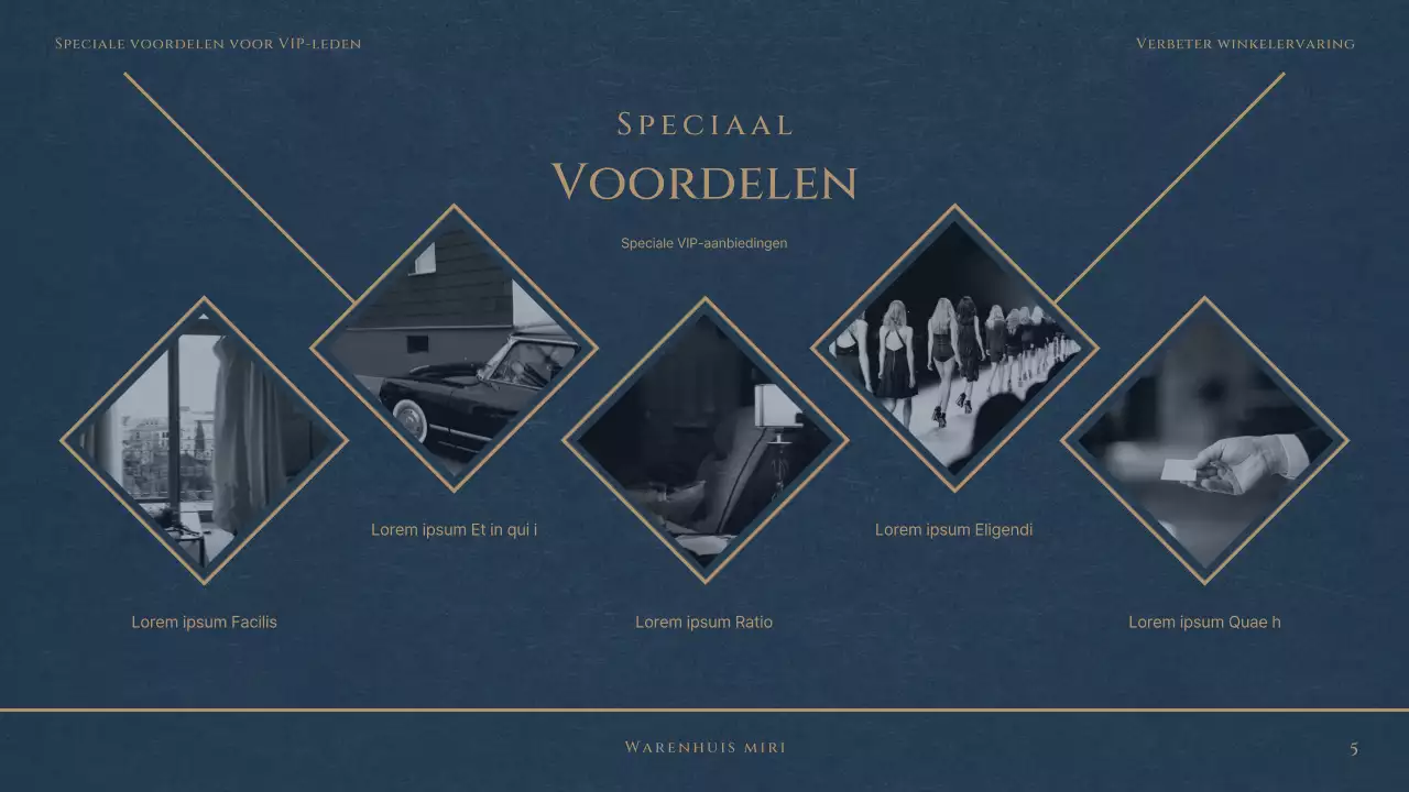 Een luxueuze VIP-club van een warenhuis in rood en marineblauw