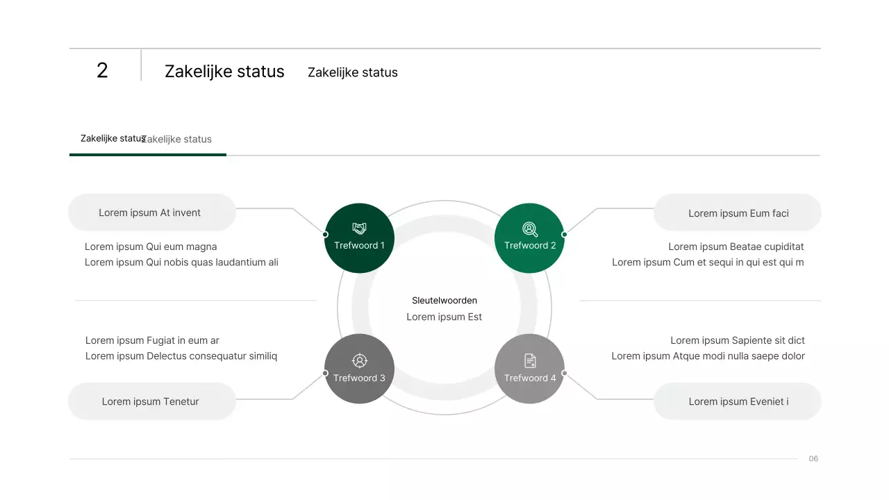Eenvoudige zakelijke infografische presentatie met blauwe en groene kleurverlopen