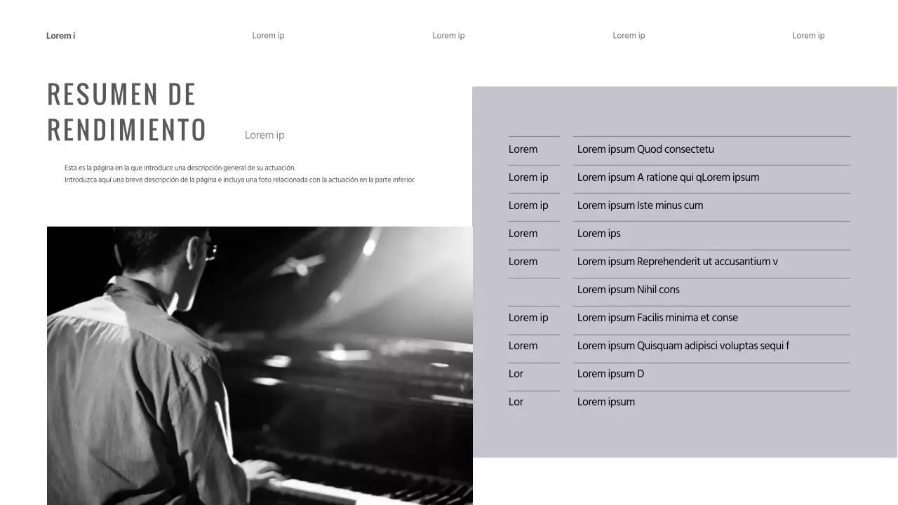 Un programa para un recital de piano en tranquilos tonos pastel púrpura.