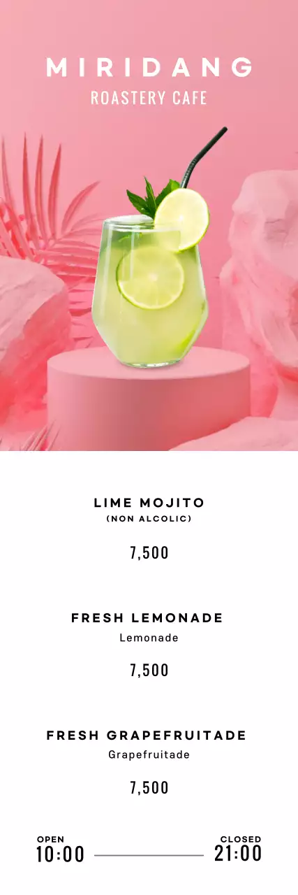 Summer drinks on a pink tropical background