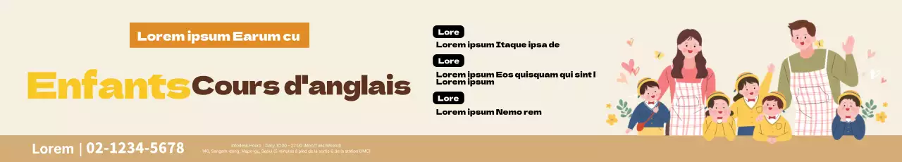 Illustration jaune promotion de l'école anglaise