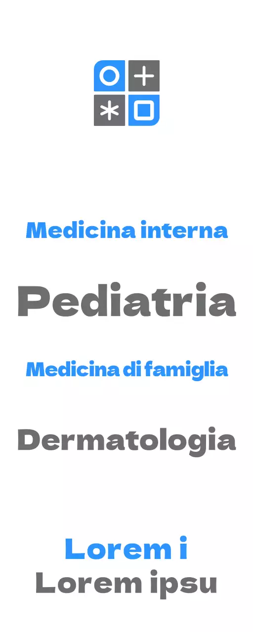 Promozionale con un design semplice che presenta un logo blu e grigio e il nome dello studio.