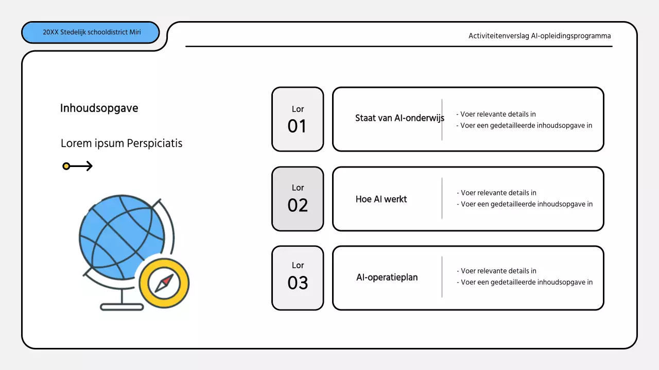 Nette blauw met gele trainingsrapporten presentatie kit