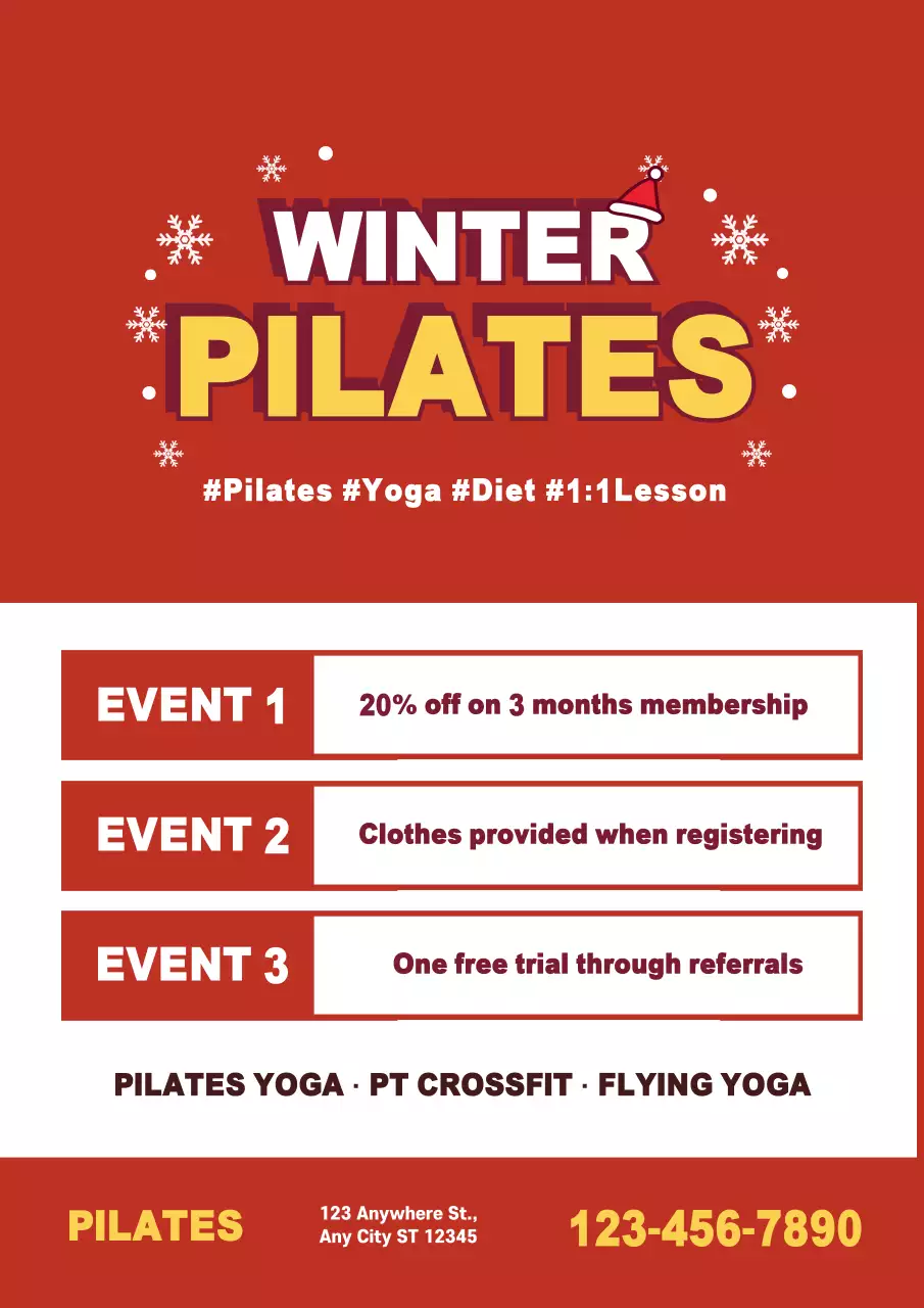 Red Modern Pilates Promotion Poster