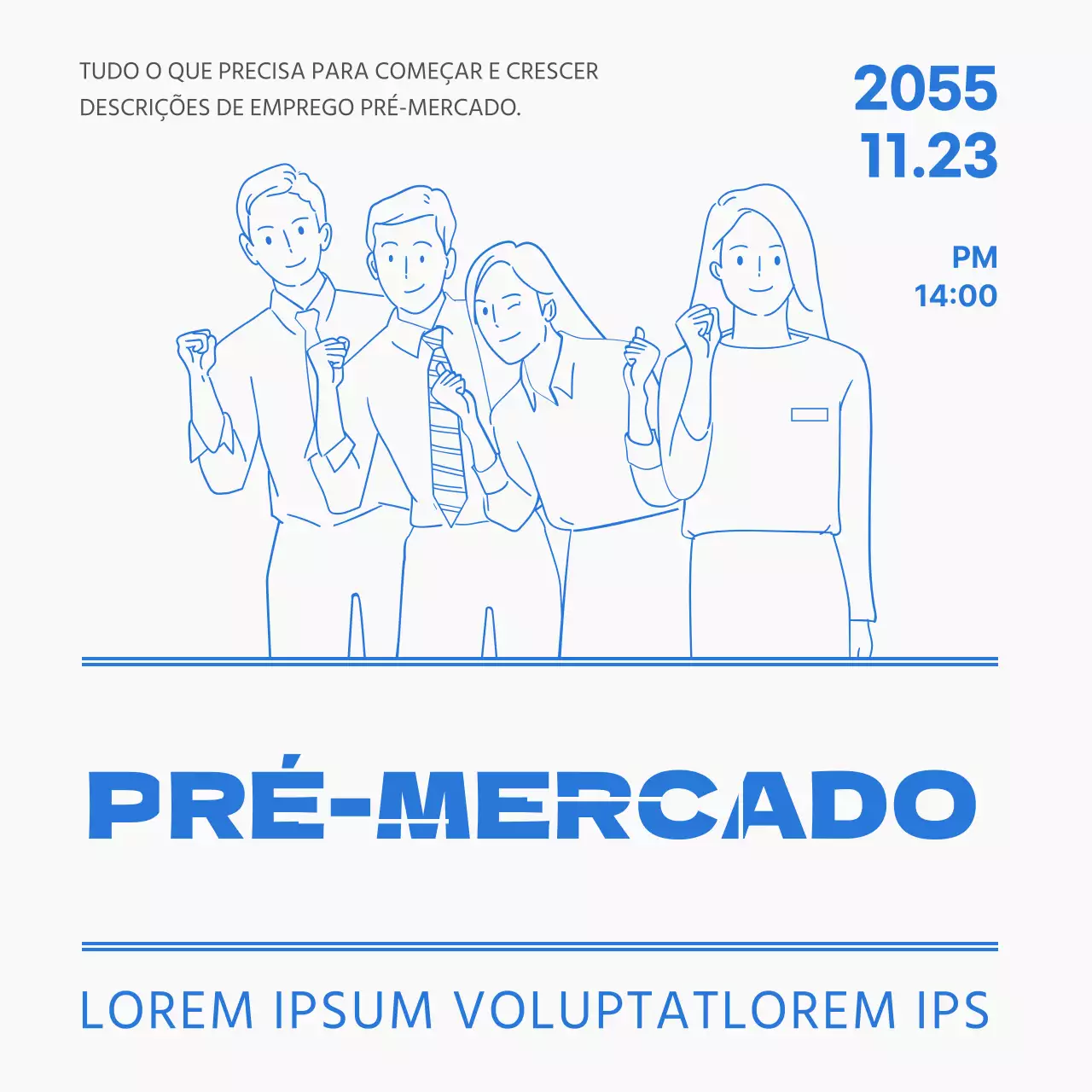Ilustração de linha na cor azul ponto descrição de emprego