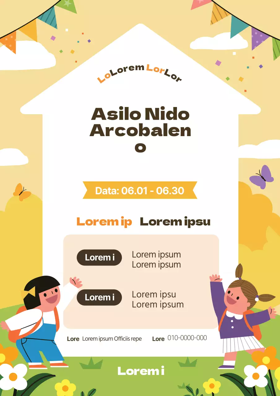 Illustrazione gialla carino asilo promozione di reclutamento