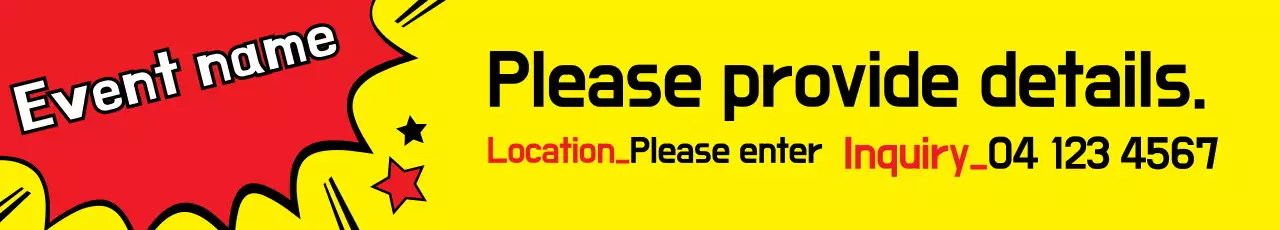 Banner de promoção de evento de quadrinhos amarelos