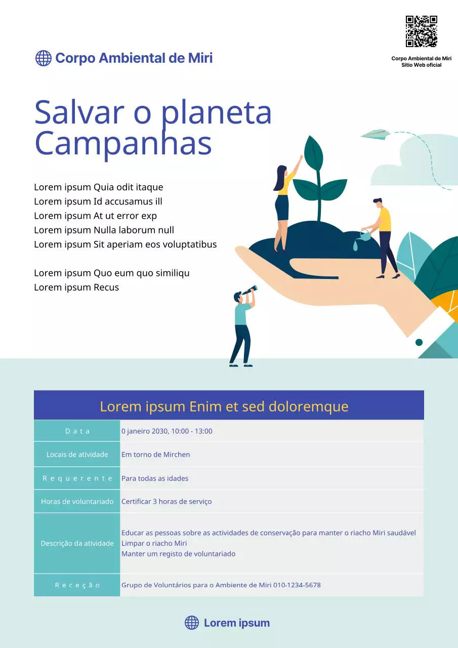 Campanha de educação ecológica com um conceito de ilustração calmante em tons de azul.