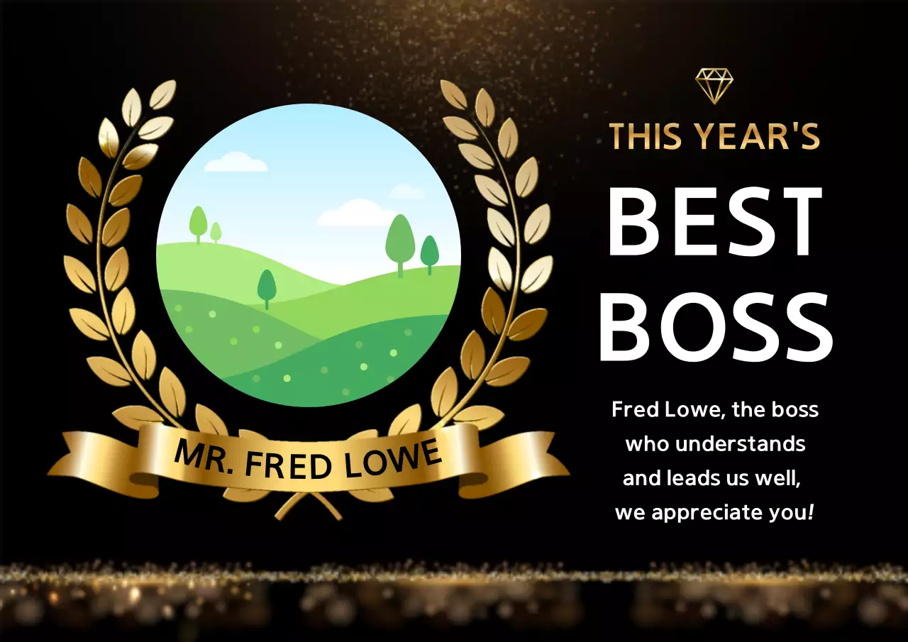 Black Elegant Boss Certificate Poster