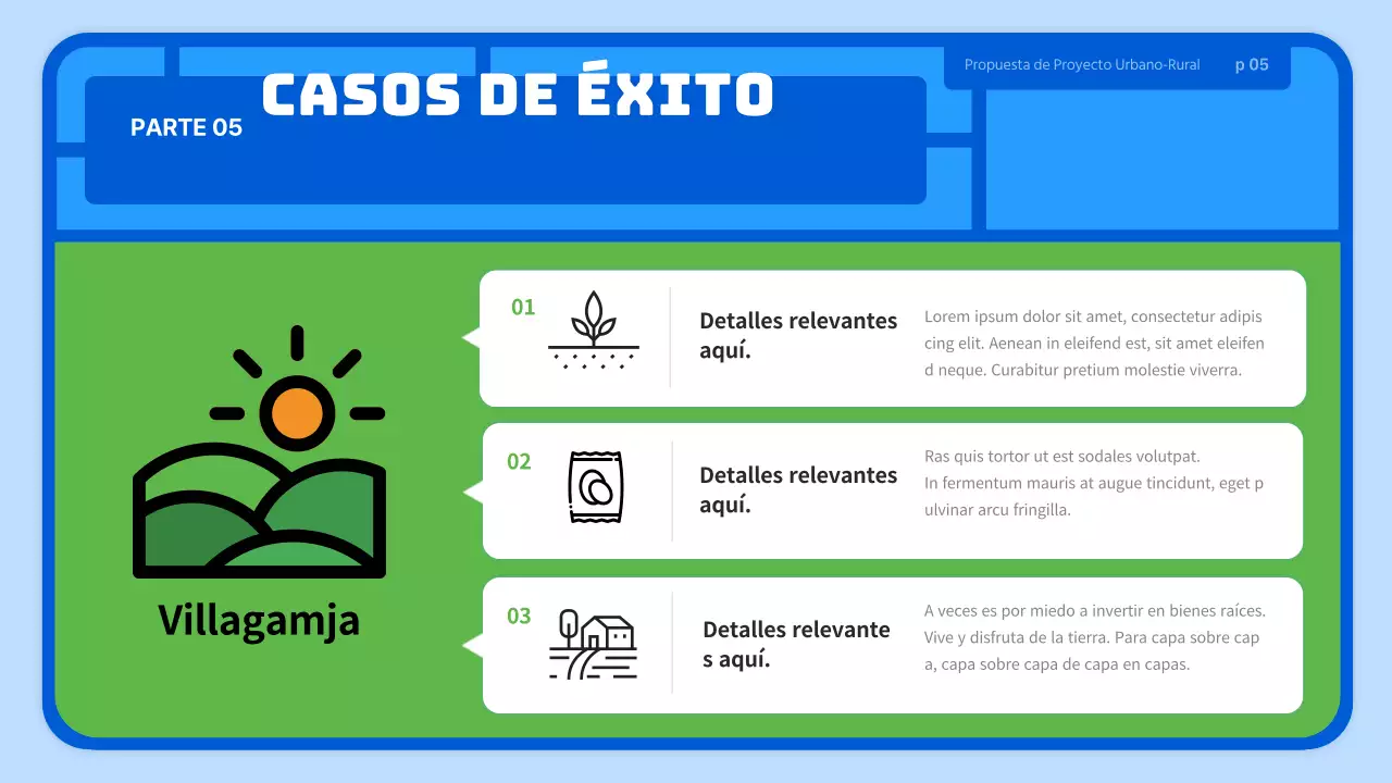 Azul claro lindo juguete estilo aldea agrícola propuesta de negocio