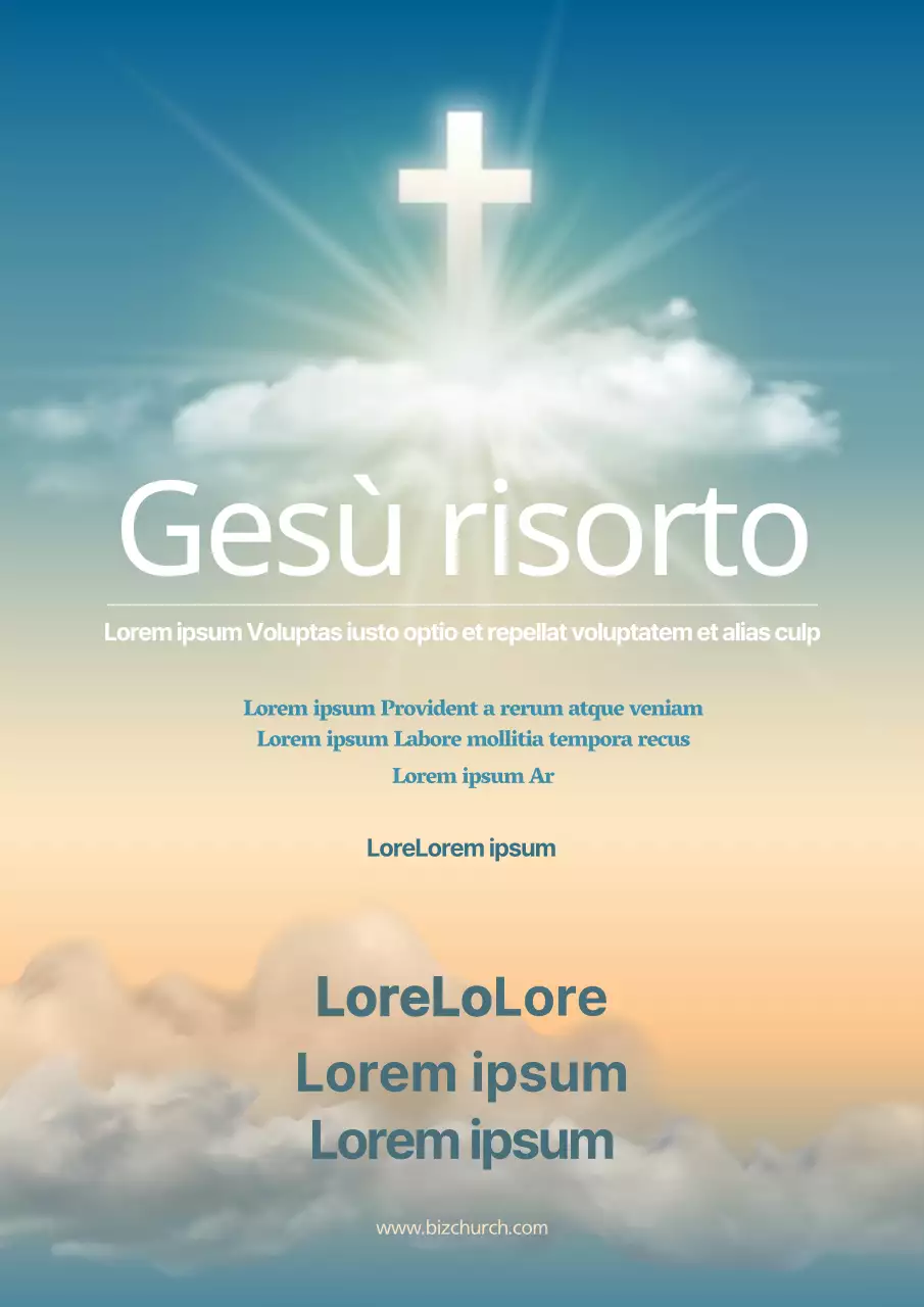 Semplice poster promozionale del servizio pasquale della chiesa con sfondo sfumato