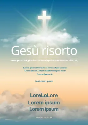 Semplice poster promozionale del servizio pasquale della chiesa con sfondo sfumato